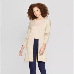 A New Day Open Front Cardigan Belt Back Cream Smal